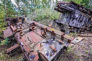 Old trains in Chernobyl Zone