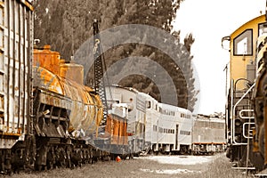 Old trains on trainyard