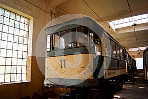 Old tram in depot