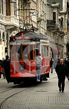 Old tram on Istiklal Caddesi (Istanbul, Turkey)