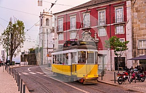 Old tram on a Lisbon street