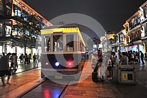 Old tram in Qianmen center. Beijing. China