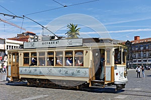 Old trams in Porto, Portugal