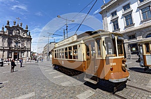 Old trams in Porto, Portugal