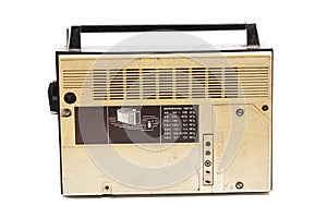old transistor radio isolated on white