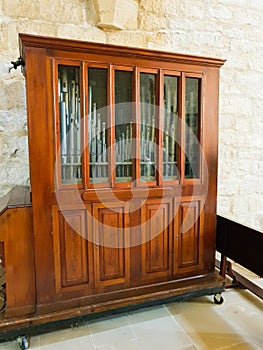 Old transportable church organ located in the monastery of Iranzu photo