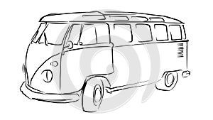 Old Transporter Sketch, Vector Drawing