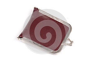 Old travel sewing kit isolated on white background