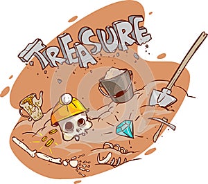 Old treasure chest buried under ground