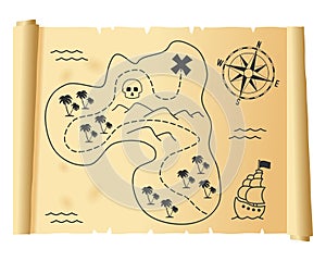 Old Treasure Map on Parchment