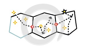 Old Treasure Map with Path, Adventure and Exploration, vector design Generative AI