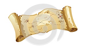 Old Treasure Map Scroll Ancient Exploration Document, vector design Generative AI