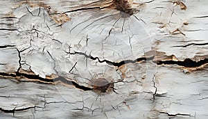 Old tree trunk, weathered and rotting, creates abstract textured backdrop generated by AI
