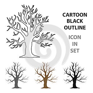 Old tree vector icon in cartoon style for web