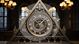 Old triangle clock in the interior Schweiz Freimaurer, Swiss Freemasons concept