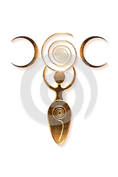 Old Triple goddess of fertility, Wiccan Pagan Symbols, The spiral cycle of life, death and rebirth. Wicca woman mother earth sign