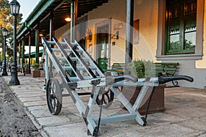 Old trolley to carry luggage in train station