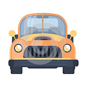 Old truck car. Retro hot rod. Farm pick up truck. Front view vector illustration.