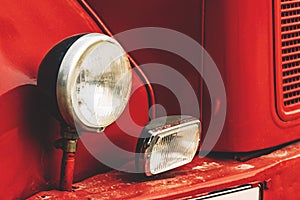 Old truck headlight, vintage transportation vehicle detail