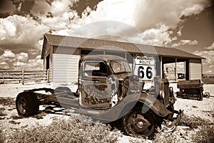 Old truck on old Route 66 photo