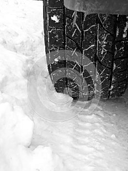 Old Truck Tire in Fresh Snow