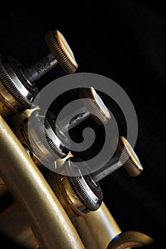 old trumpet valves close up