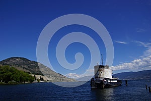 Old tug boat moored on Lake Okanagan