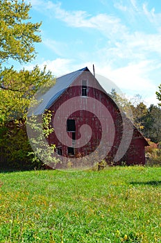 Old tumbledown red barn