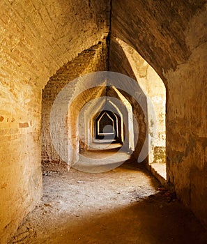 Old tunnel in castle, Mandalay, Myanmar