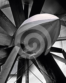 Old turbine in wind research tunnel