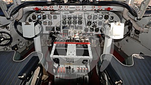 Old turboprop airplane cockpit