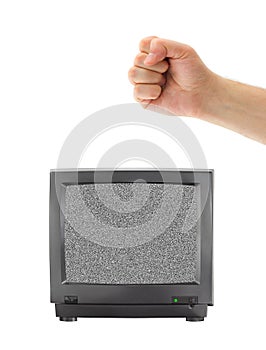 Old TV and fist