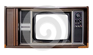 Old TV with frame screen isolate