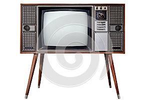 Old TV  isolate on white with clipping path for object.