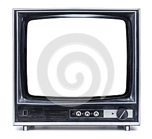 Old tv on isolated white background