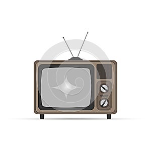 Old TV with kinescope, flat design