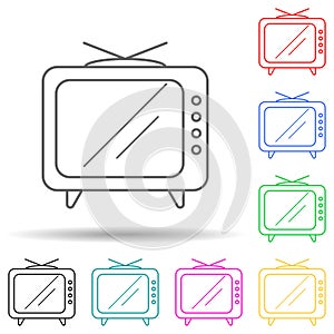 old TV multi color style icon. Simple thin line, outline vector of media icons for ui and ux, website or mobile application