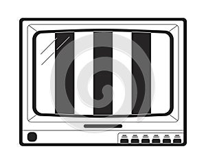 Old tv no signal screen flat monochrome isolated vector object