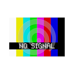 Old TV no signal screen. No signal TV test pattern. Vector illustration