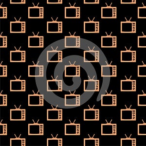 Old TV screen seamless pattern isolated on black background
