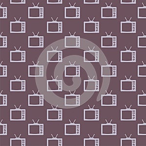 Old TV screen seamless pattern isolated on color background