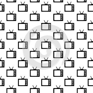Old TV screen seamless pattern isolated on white background