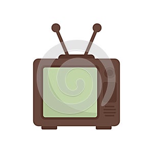 Old tv set icon flat isolated vector