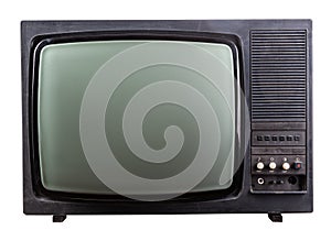 Old TV set on an isolated white background