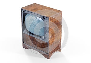 Old TV on whiite background 3d render