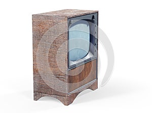 Old TV on whiite background 3d render