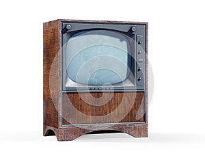 Old TV on whiite background 3d render