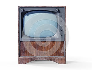 Old TV on whiite background 3d render