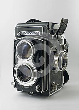 Old twin-lens reflex camera