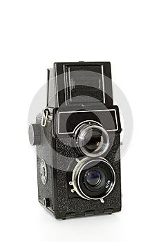 Old twin-lens reflex camera